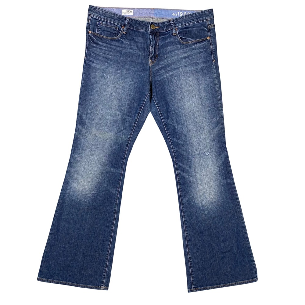 Gap Sexy Boot Mid Rise Medium Wash Bootcut Jeans‎ Womens 33 16r Blue Y2K
